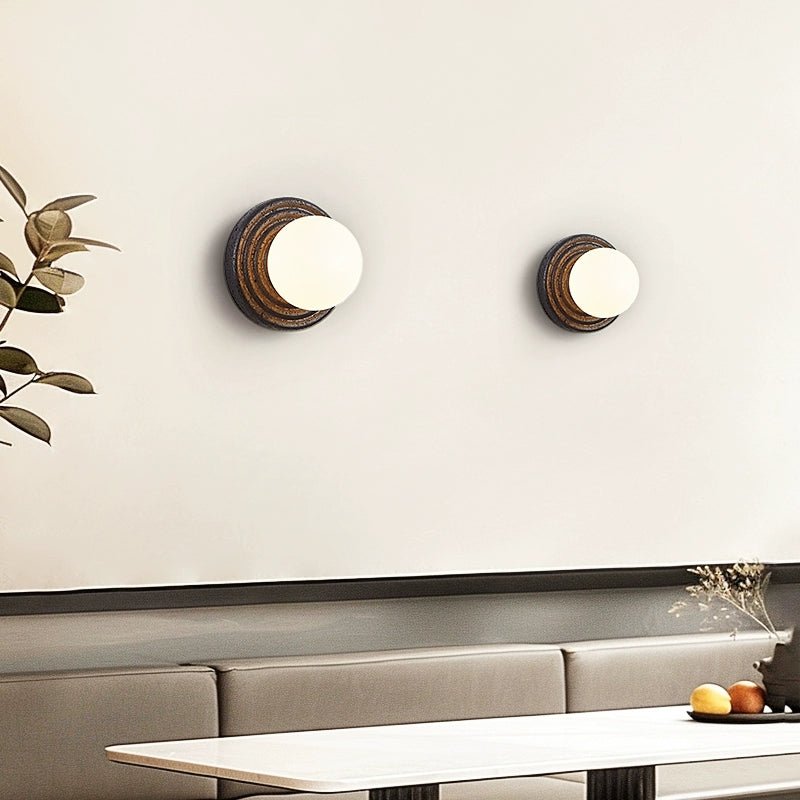 Lunara Black Travertine Wall Sconce with Opal Glass Globe