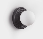 Lunara Black Travertine Wall Sconce with Opal Glass Globe