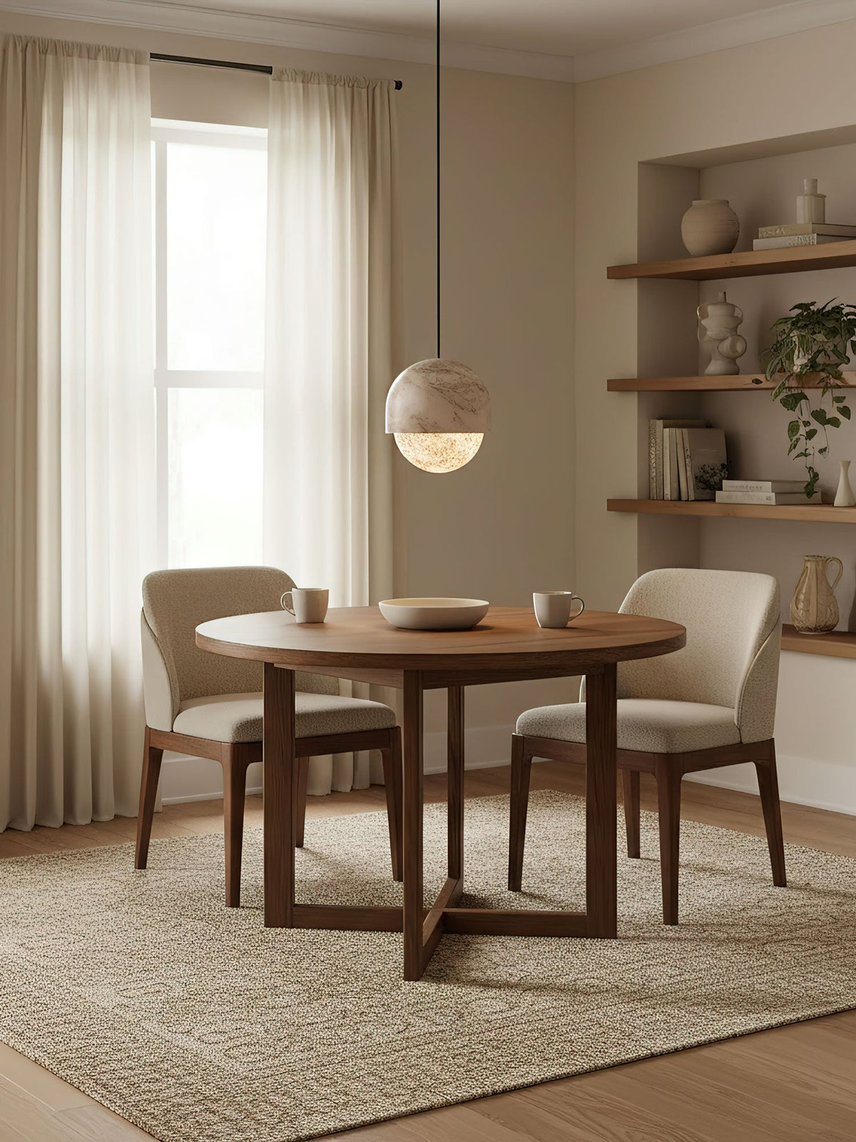 Lunar Dome Alabaster Pendant Light – Modern Minimalist Ceiling Lamp
