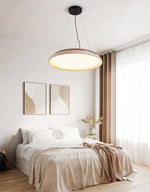 Lunar Disc Travertine Pendant Light – Modern Natural Stone Ceiling Lamp