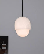 Lunar Dome Alabaster Pendant Light – Modern Minimalist Ceiling Lamp