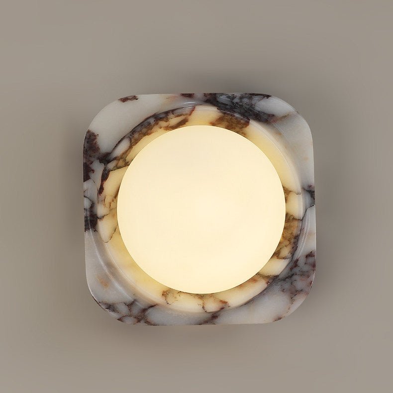 Lunar Marble Wall Sconce – Modern Round LED Wall Light for Bedroom & Living Room