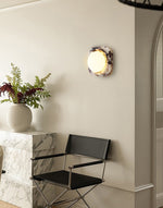 Lunar Marble Wall Sconce – Modern Round LED Wall Light for Bedroom & Living Room