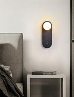 Black Travertine Wall Sconce with White Glass Shade