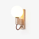 Lunar Travertine Wall Sconce with Opal Glass Globe