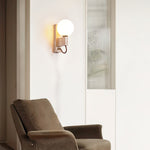 Lunar Travertine Wall Sconce with Opal Glass Globe