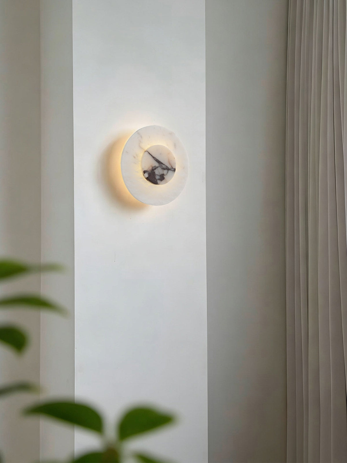 Lunar Veil Alabaster Wall Sconce – Modern LED Wall Light for Bedroom & Living Room