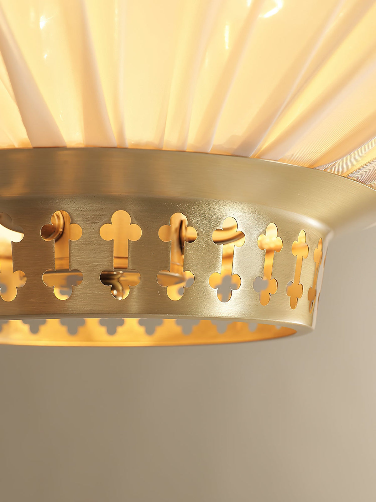 Lunara Pendant Light – Pleated Fabric Shade with Gold Accents