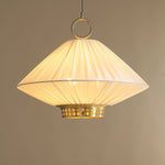 Lunara Pendant Light – Pleated Fabric Shade with Gold Accents