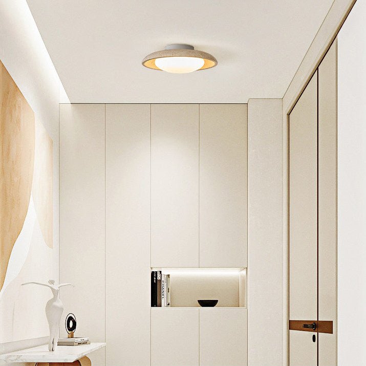 Lunara Yellow Travertine Ceiling Light — Modern Flush Mount LED Lamp