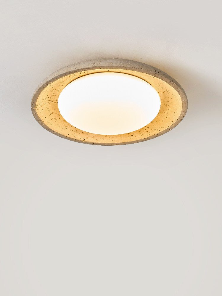 Lunara Yellow Travertine Ceiling Light — Modern Flush Mount LED Lamp