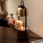 Lunara Candle Warmer Lamp – Brass & Walnut Table Light