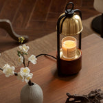 Lunara Candle Warmer Lamp – Brass & Walnut Table Light