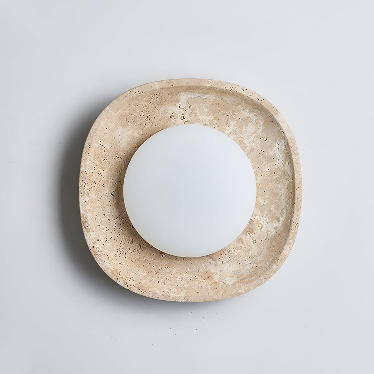 Lunara Fossil Travertine Wall Sconce with Opal Glass Globe