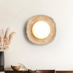 Lunara Fossil Travertine Wall Sconce with Opal Glass Globe