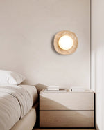 Lunara Fossil Travertine Wall Sconce with Opal Glass Globe