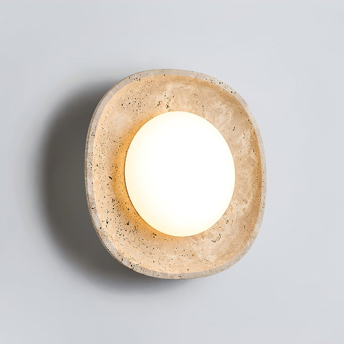 Lunara Fossil Travertine Wall Sconce with Opal Glass Globe