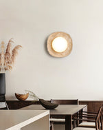 Lunara Fossil Travertine Wall Sconce with Opal Glass Globe