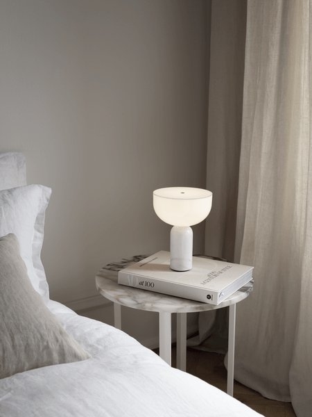 Lunara Marble Table Lamp with Opaline Glass Shade