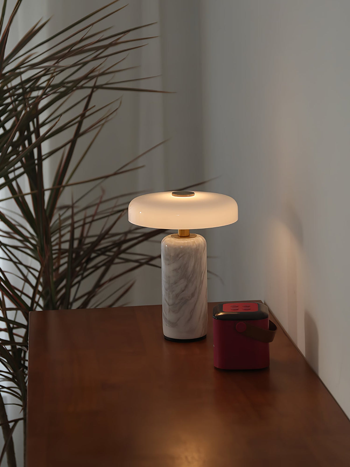 Lunara Marble Table Lamp with Opaline Glass Shade