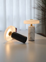 Lunara Marble Table Lamp with Opaline Glass Shade