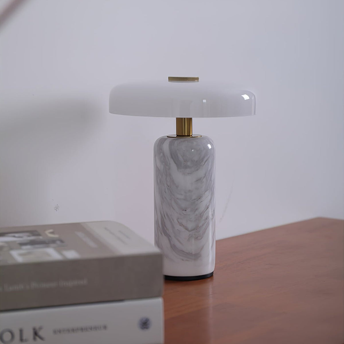 Lunara Marble Table Lamp with Opaline Glass Shade