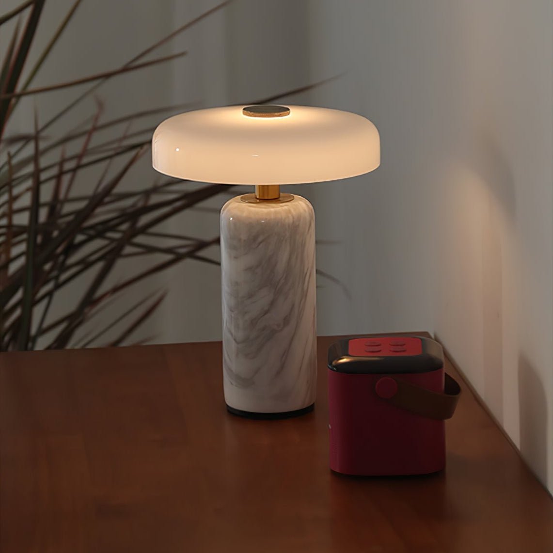 Lunara Marble Table Lamp with Opaline Glass Shade