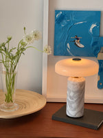 Lunara Marble Table Lamp with Opaline Glass Shade