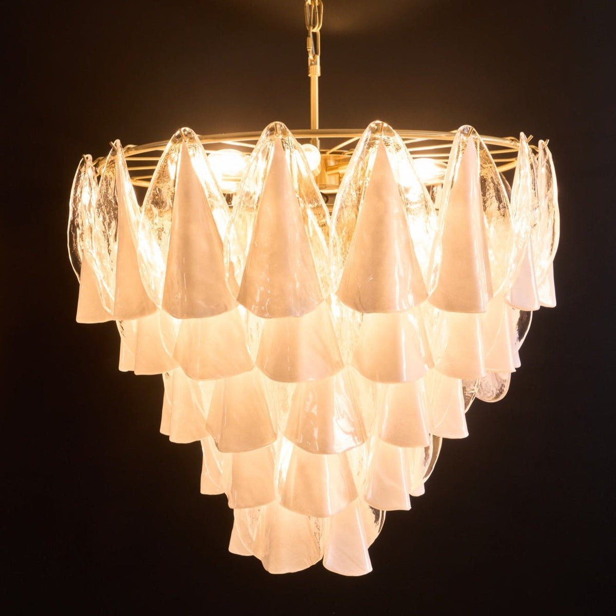 Lunara White Glass Chandelier – Modern Murano-Inspired Pendant Light for Dining Room and Living Room
