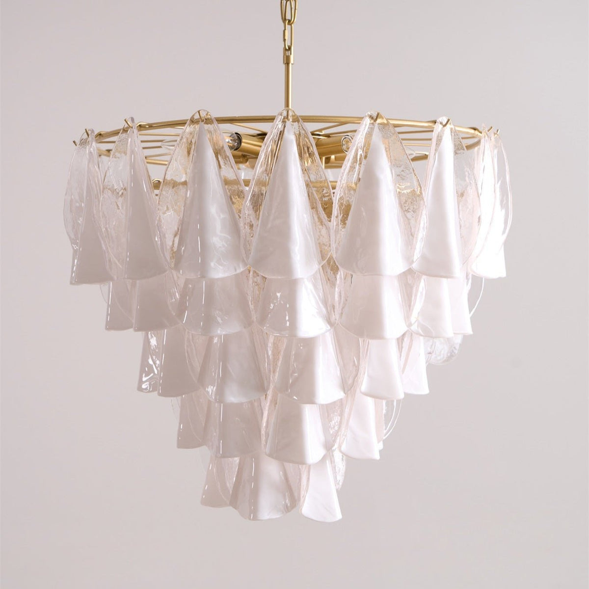 Lunara White Glass Chandelier – Modern Murano-Inspired Pendant Light for Dining Room and Living Room