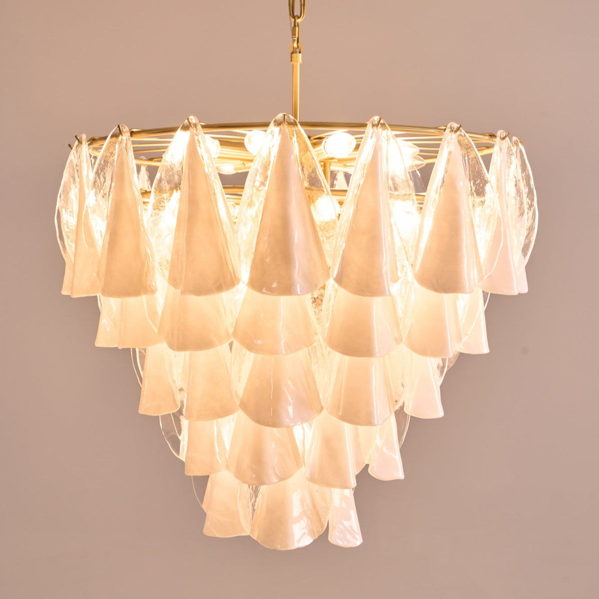 Lunara White Glass Chandelier – Modern Murano-Inspired Pendant Light for Dining Room and Living Room