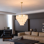 Lunara White Glass Chandelier – Modern Murano-Inspired Pendant Light for Dining Room and Living Room