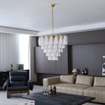 Lunara White Glass Chandelier – Modern Murano-Inspired Pendant Light for Dining Room and Living Room