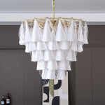 Lunara White Glass Chandelier – Modern Murano-Inspired Pendant Light for Dining Room and Living Room