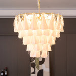 Lunara White Glass Chandelier – Modern Murano-Inspired Pendant Light for Dining Room and Living Room