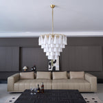 Lunara White Glass Chandelier – Modern Murano-Inspired Pendant Light for Dining Room and Living Room