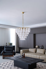 Lunara White Glass Chandelier – Modern Murano-Inspired Pendant Light for Dining Room and Living Room