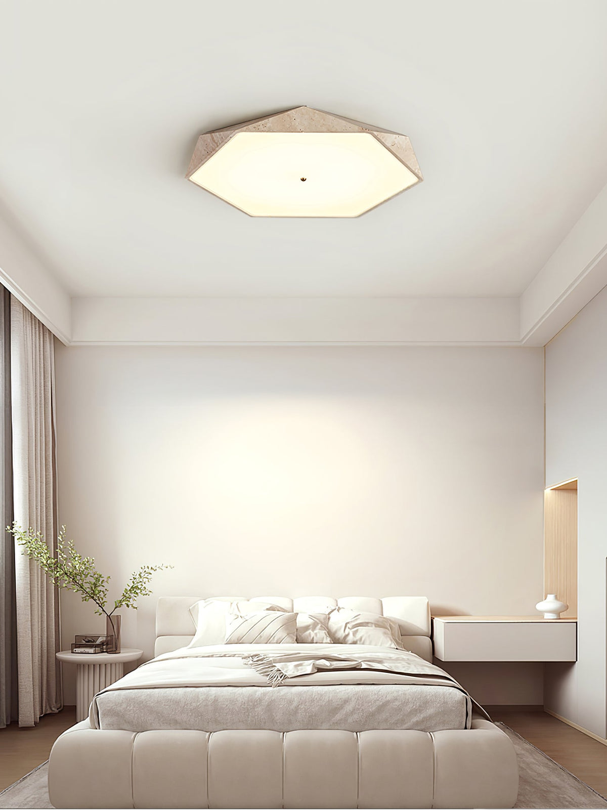 Lunarc Stone Flush Mount Ceiling Light in Yellow Travertine