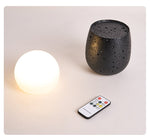 Lunare Table Lamp with Travertine Base – Modern LED Accent Light