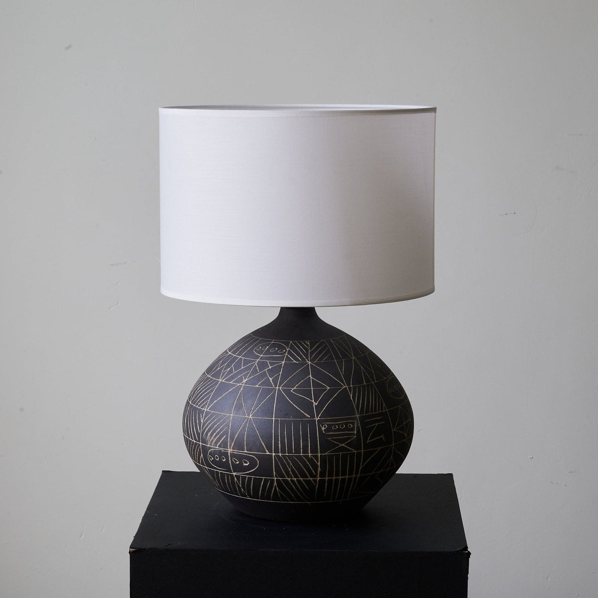 Lunari Etch Ceramic Table Lamp with Drum Shade