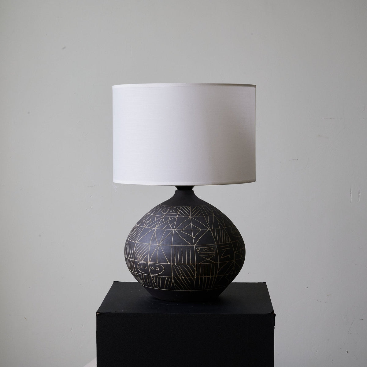 Lunari Etch Ceramic Table Lamp with Drum Shade