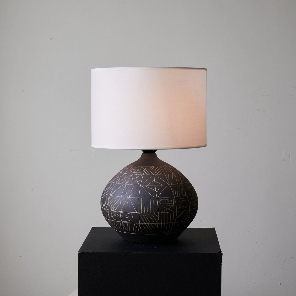 Lunari Etch Ceramic Table Lamp with Drum Shade