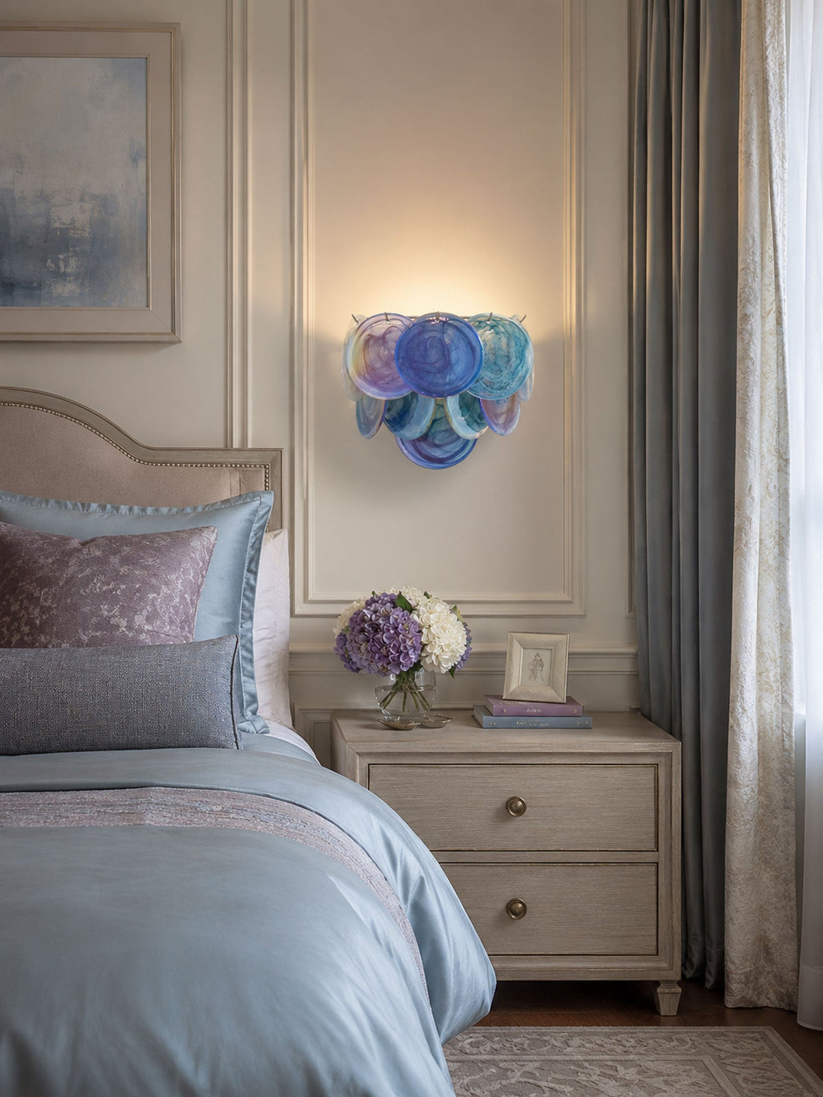 Lunaria Disc Glass Wall Sconce – Handcrafted Murano Glass, Nickel Finish