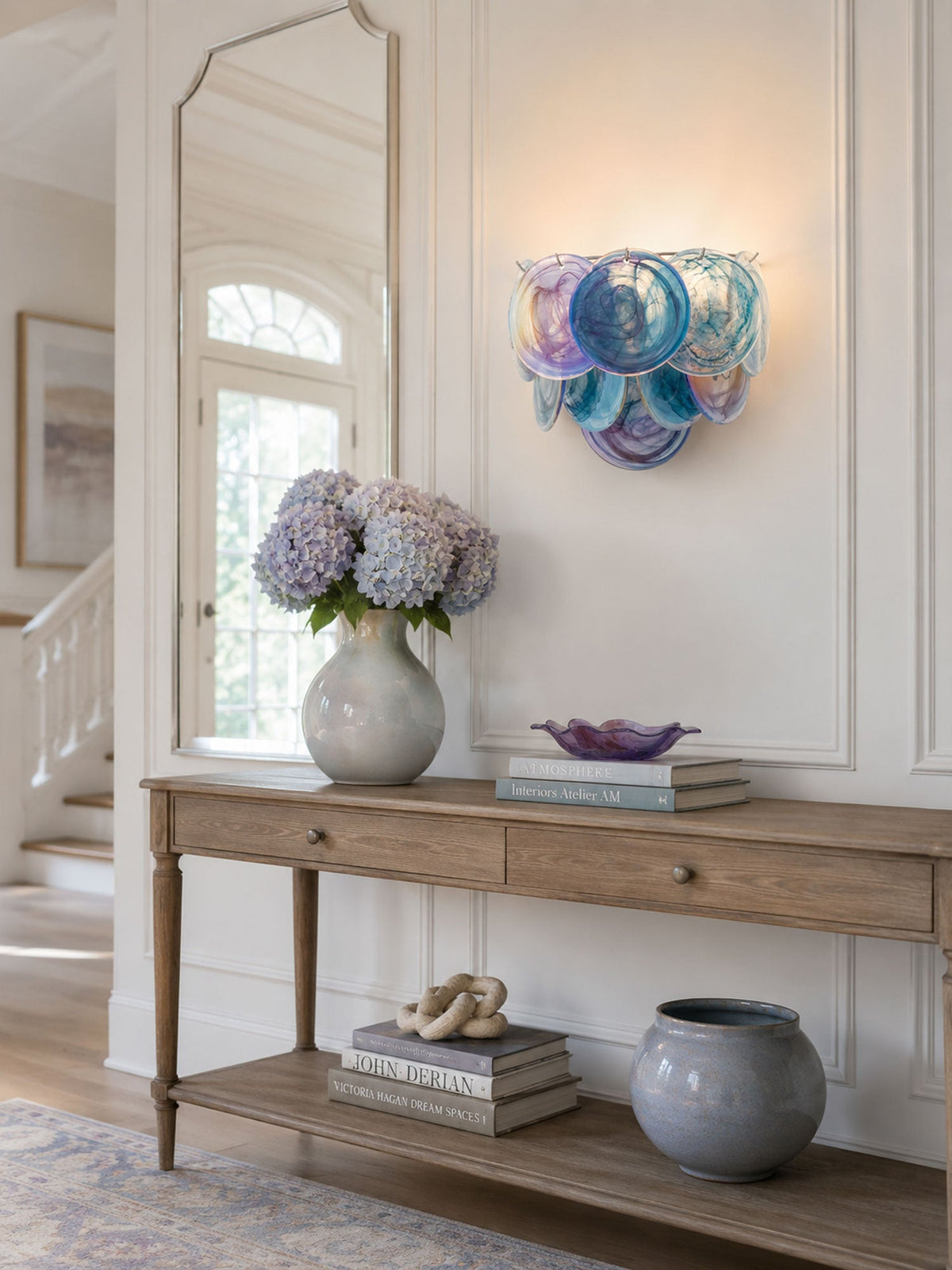 Lunaria Disc Glass Wall Sconce – Handcrafted Murano Glass, Nickel Finish