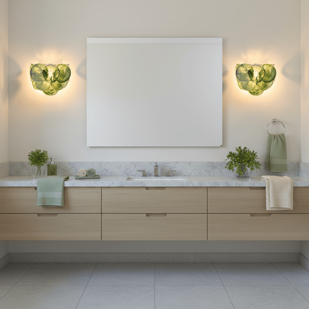 Lunaria Disc Glass Wall Sconce – Handcrafted Murano Glass, Nickel Finish