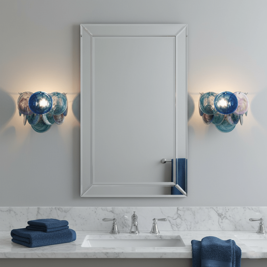 Lunaria Disc Glass Wall Sconce – Handcrafted Murano Glass, Nickel Finish