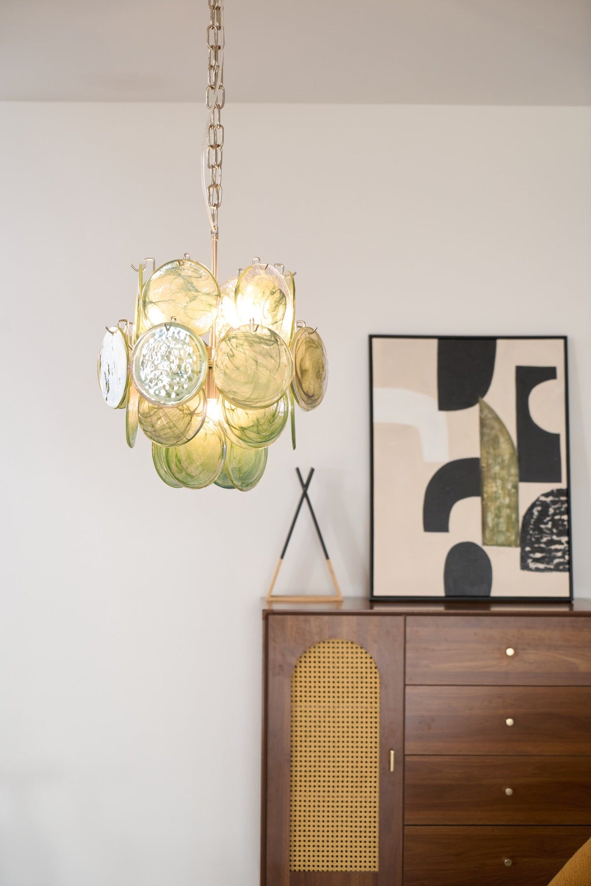 Lunaria Disc Glass Chandelier – Handcrafted Murano Glass Pendant Light