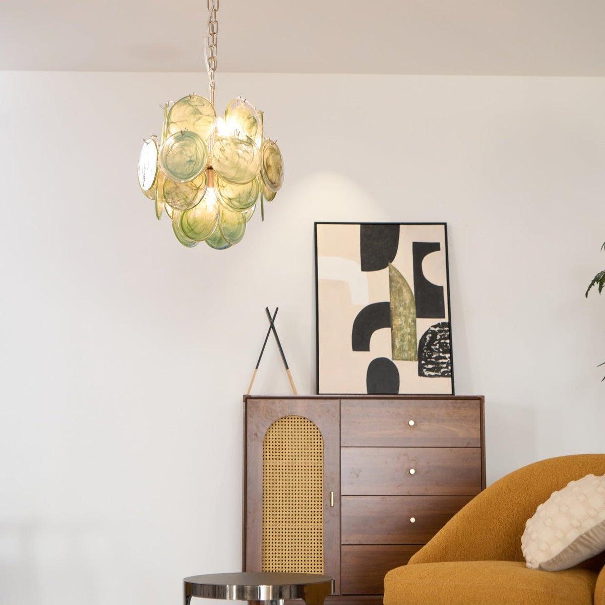 Lunaria Disc Glass Chandelier – Handcrafted Murano Glass Pendant Light