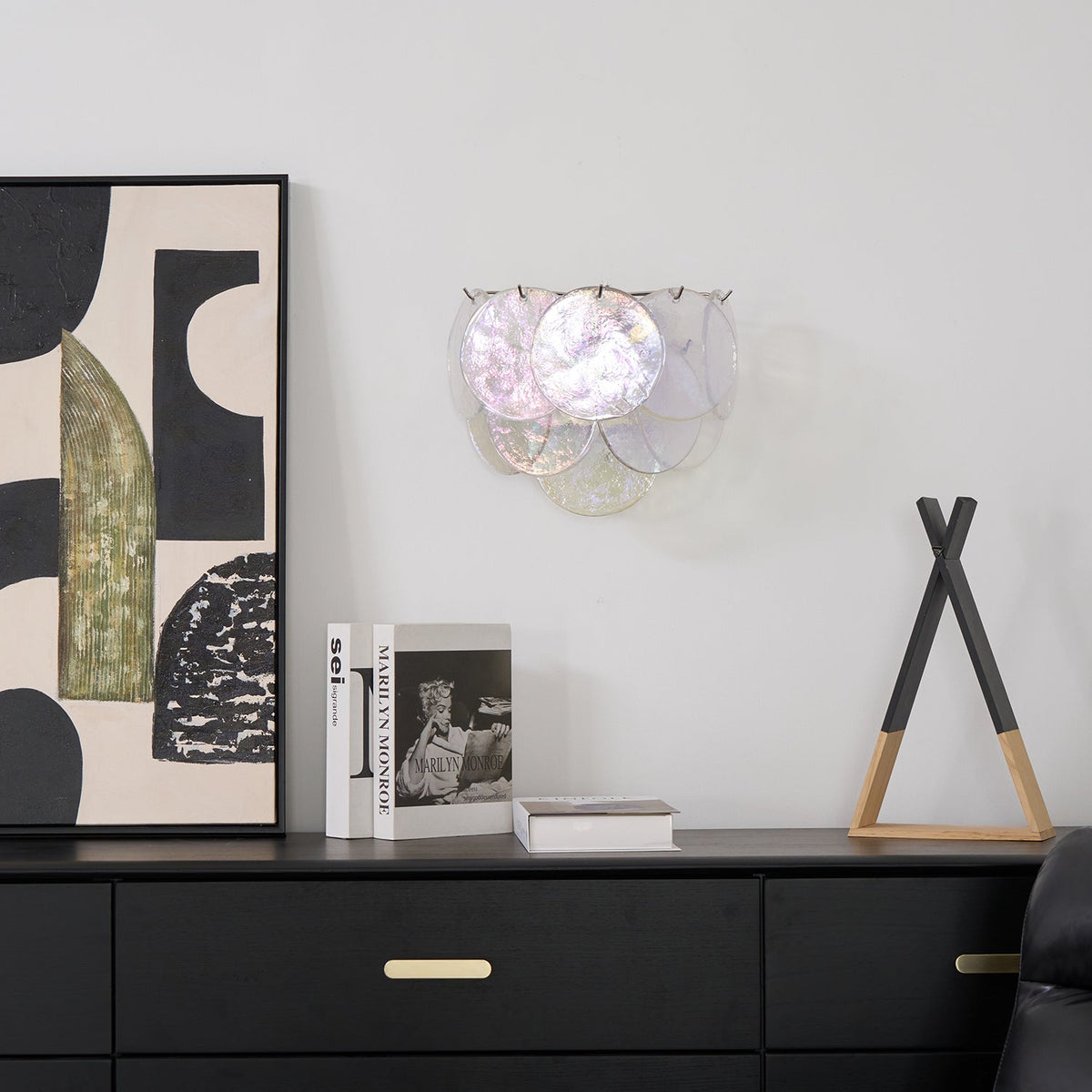 Lunaria Disc Glass Wall Sconce – Handcrafted Murano Glass, Nickel Finish