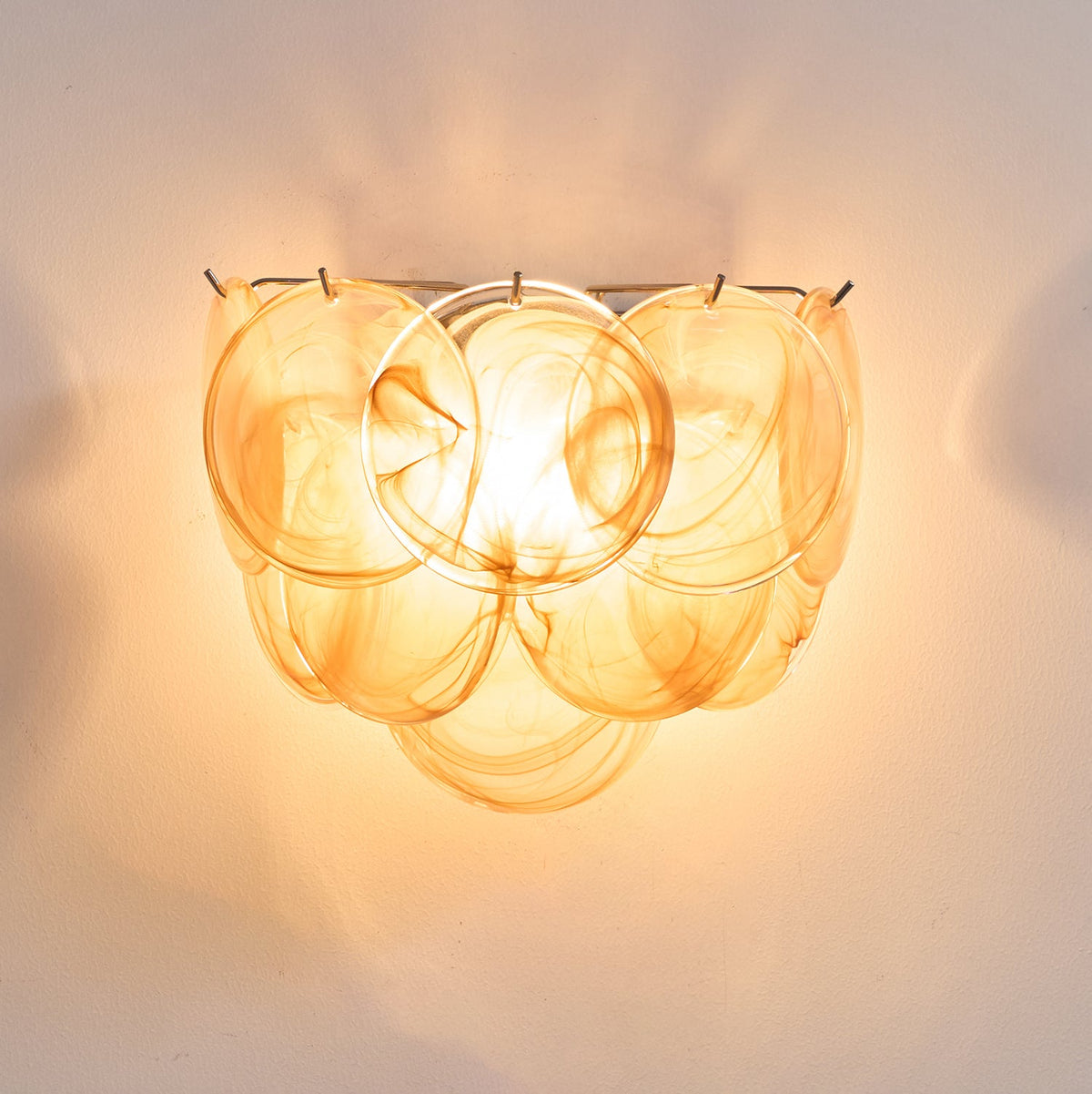 Lunaria Disc Glass Wall Sconce – Handcrafted Murano Glass, Nickel Finish